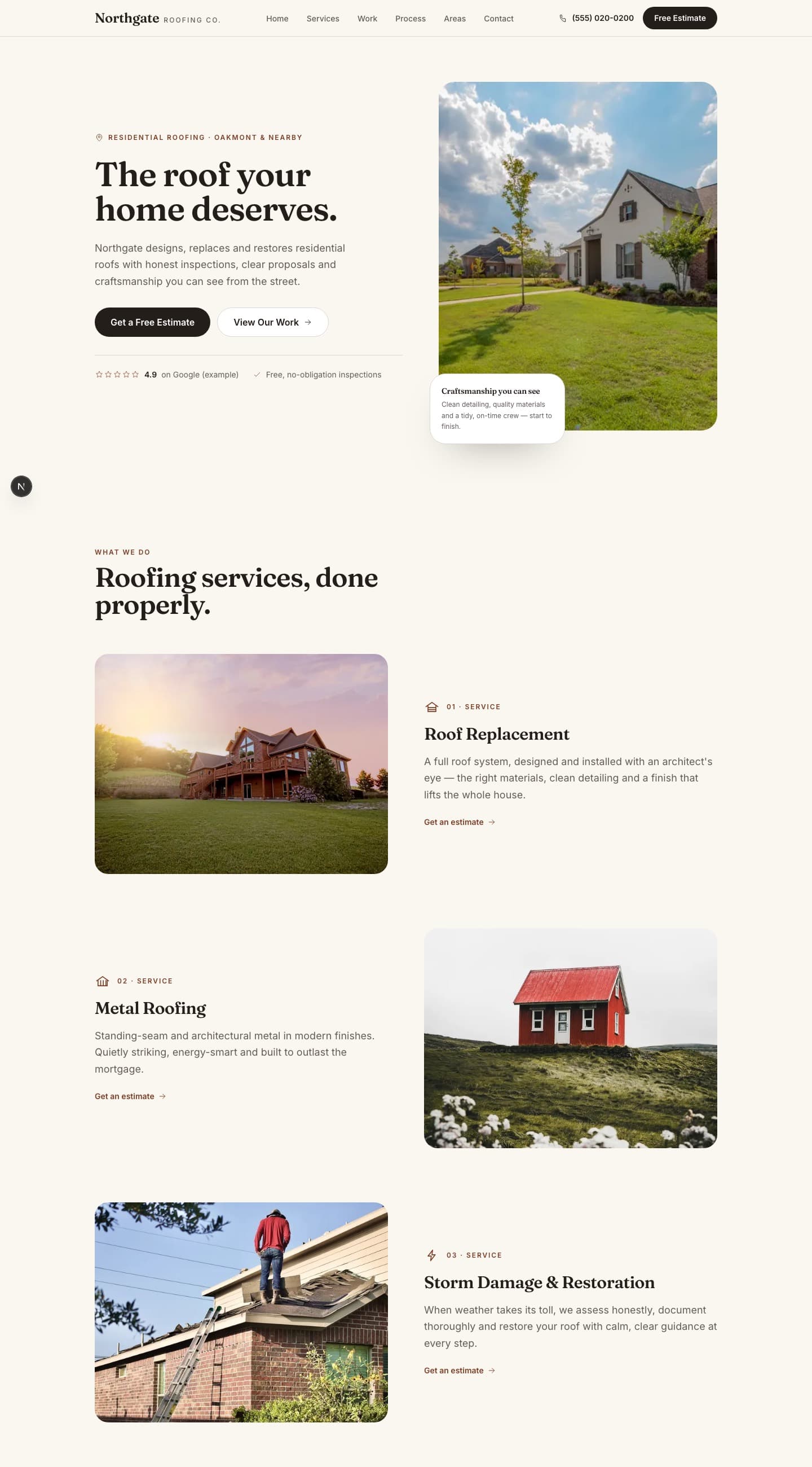 The Northgate website design — Bright, architectural and refined, for premium residential roofing.